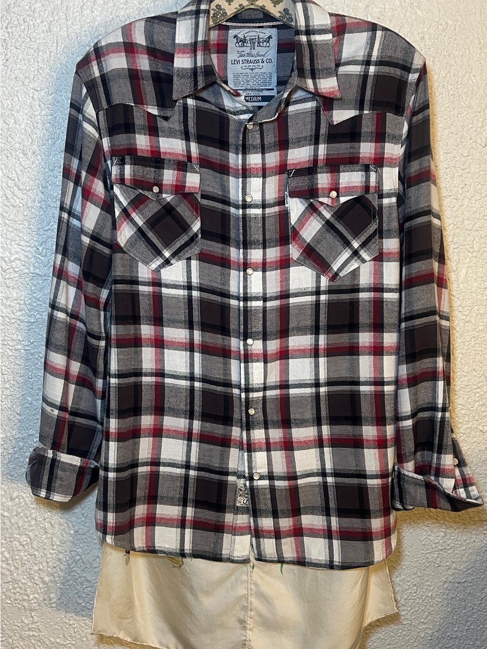 Upcycled Levi’s x Vintage Gucci Flora Silk Flannel Shirt – Medium